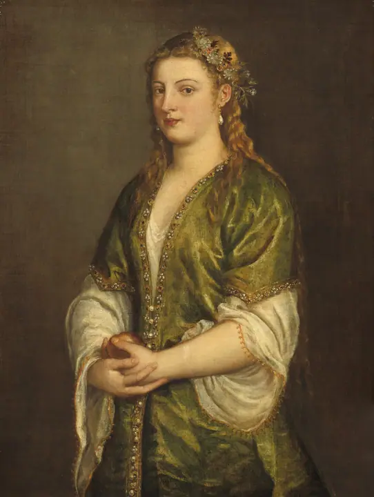 Mujer con una manzana, Tiziano Vecellio