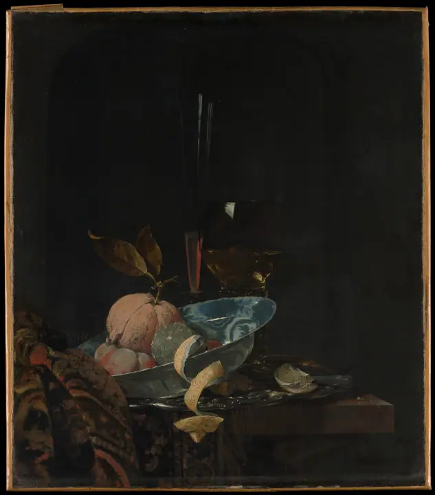 Bodegón con frutas, cristalería y un cuenco Wanli, Willem Kalf