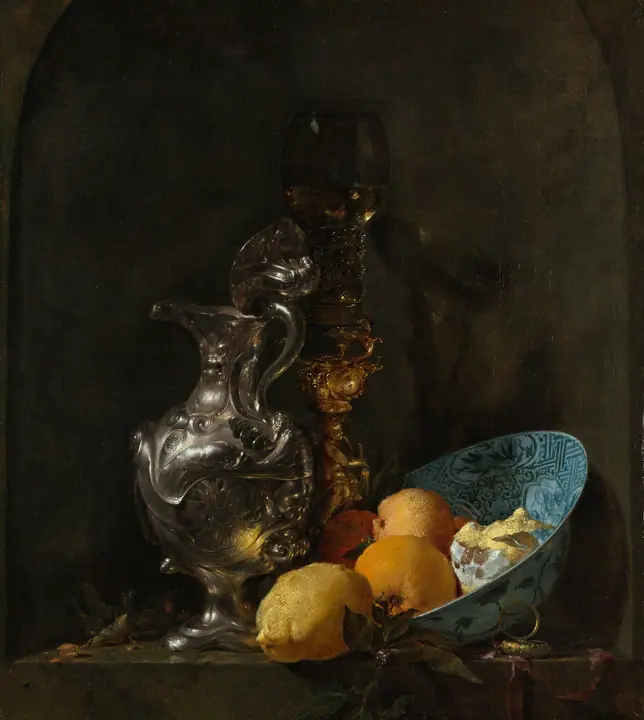 Bodegón con jarra de plata, Willem Kalf
