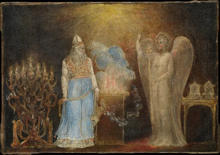El ángel apareciéndose a Zacarías, William Blake