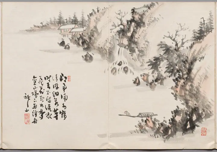 Pintura dos del álbum de pinturas de Haizan, Yoshitsugu Haizan