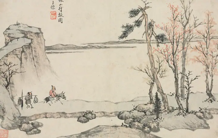 Álbum de paisajes en diversos estilos, Viajando por montañas otoñales, Zha Shibiao