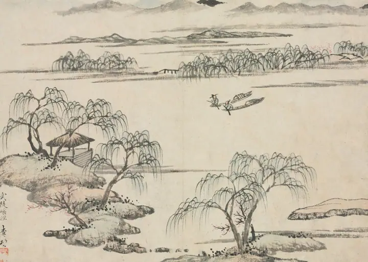 Álbum de paisajes en varios estilos, El arroyo de Wuling, Zha Shibiao